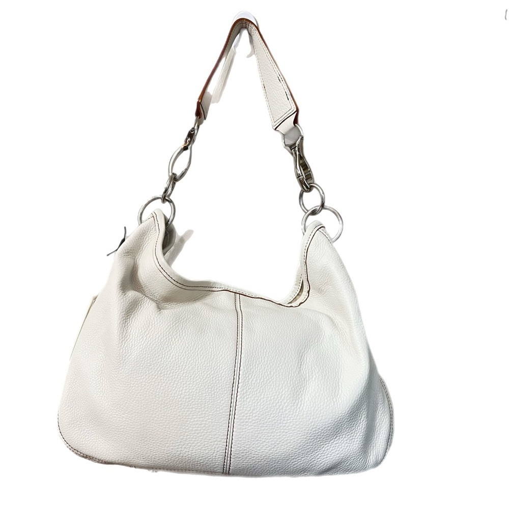 Calvin Klein Elegant White Leather Shoulder Bag